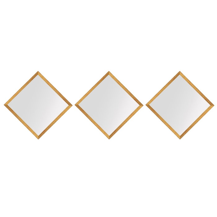 Wallity Set de 3 Espejos de Cristal Oro y Plata 24 x 24 cm